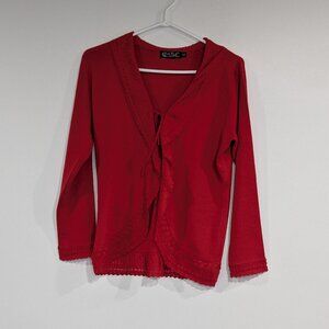 Castle of Ireland Wool Blend Cardigan Red Size 10 UK Size 6 US